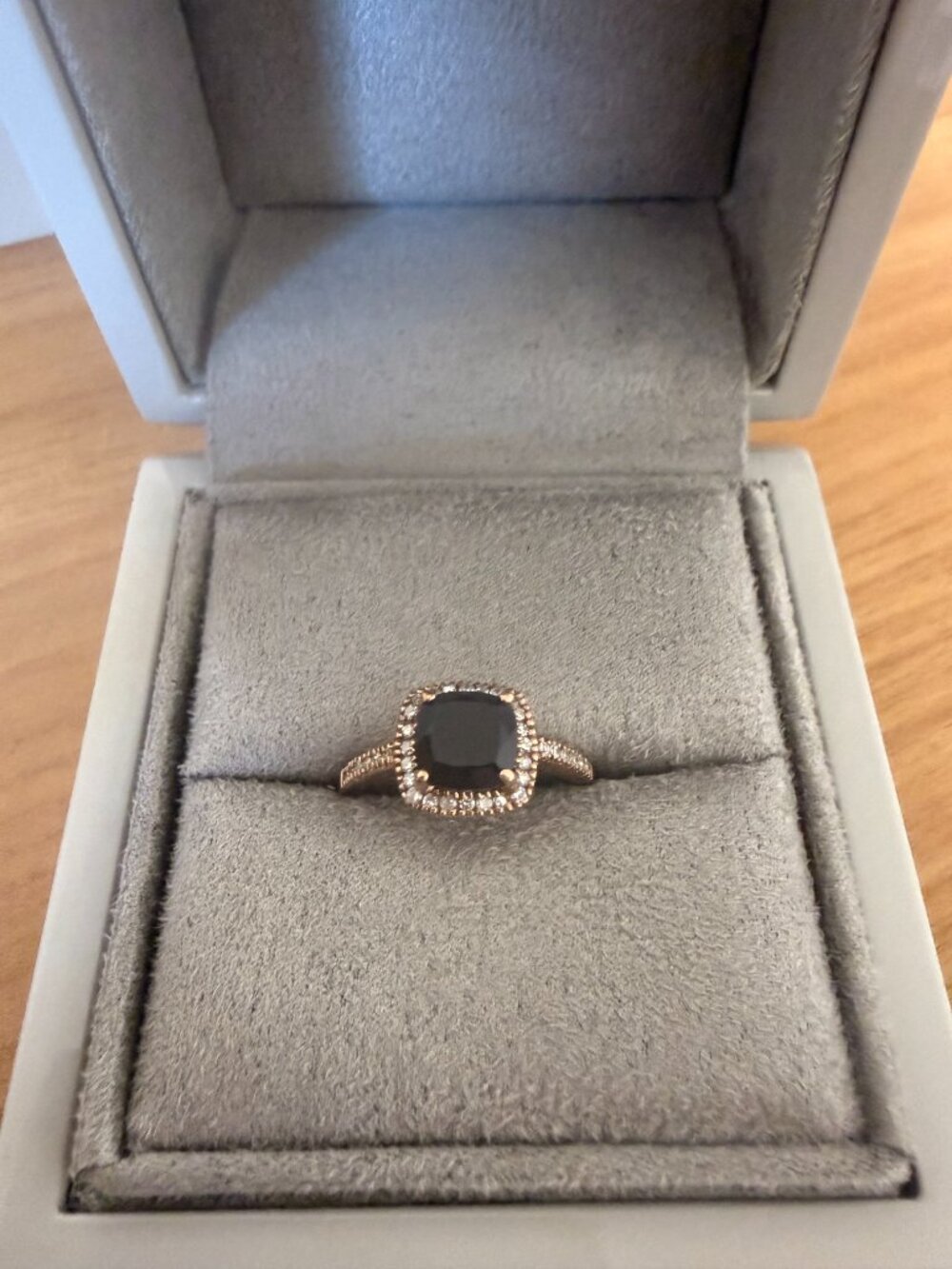 NWT REEDS 10K Rose Gold Black Onyx Diamond Halo Ring Size 7 - Picture 6 of 14
